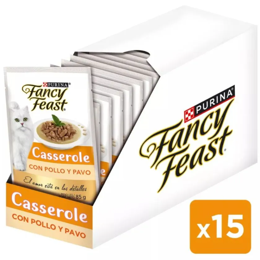Fancy Feast - Purina Húmedos^Alimento Fancy Feast Casserole Pollo y Pavo 85g PACK 15 Unidades
