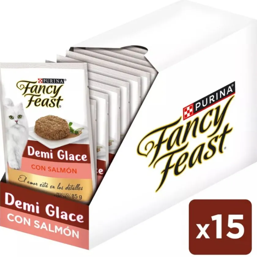 Fancy Feast - Purina Húmedos^Alimento húmedo Fancy Feast Demi Glace salmón 85g PACK 15 Unidades
