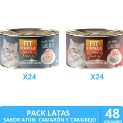 Fit Formula Húmedos^Alimento Húmedo Gato Gourmet Pack Atún, Camarón y Cangrejo 48un