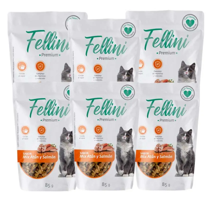 Fellini Húmedos | Adultos (1 A 7 Años)^Alimento Húmedo Gato Mix Atún Y Salmón 85gr x 6un