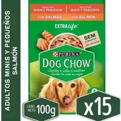 Dog Chow - Purina Húmedos^Alimento húmedo para perro DOG CHOW® Adultos Minis y Pequeños Sabor Salmón 100gr Pack 15 Unidades