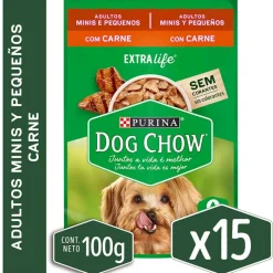 Dog Chow - Purina Húmedos^Alimento húmedo para perro DOG CHOW® Adultos Minis y Pequeños Sabor Carne 100gr Pack 15 Unidades