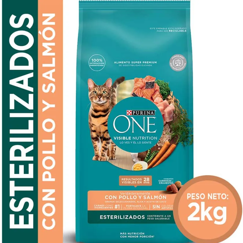 Purina One Castrados^Alimento seco para gato PURINA® ONE® Esterilizado Pollo y Salmón