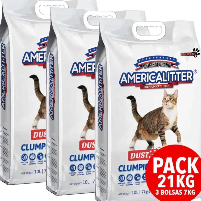 America Litter Arenas^Dust Free 7kg x 3 Unidades Pack 21kg