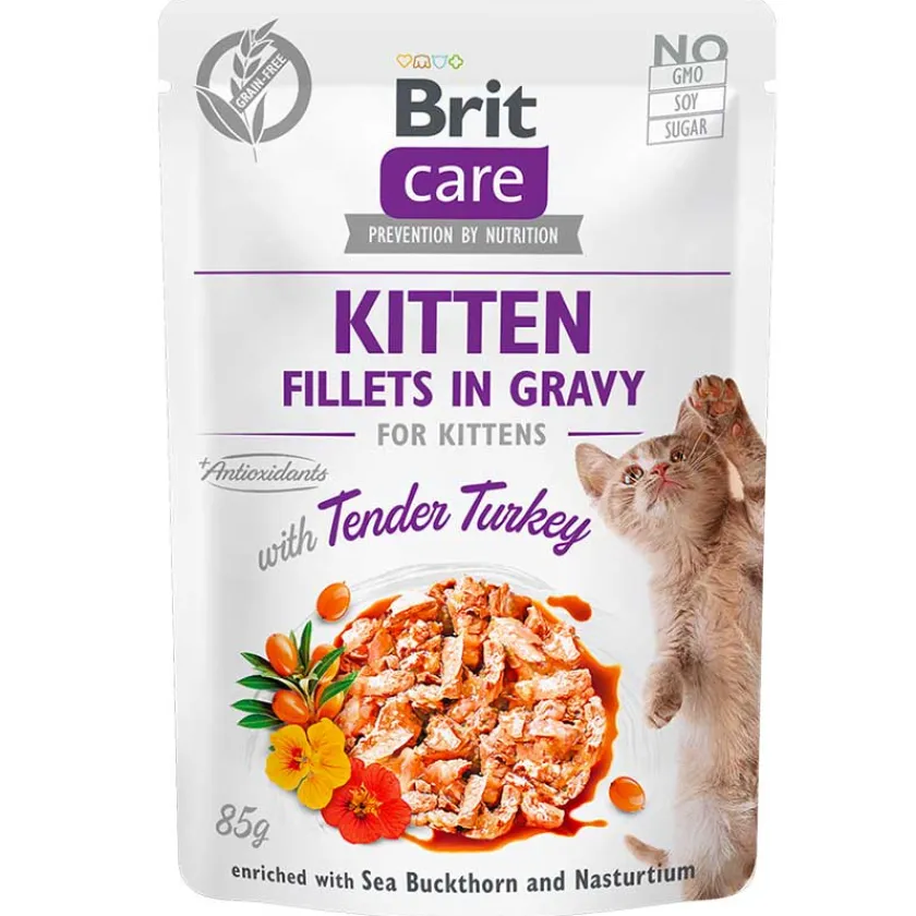 Brit Care Húmedos^Cat Pouch Kitten Sabor Pavo 85gr