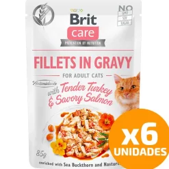 Brit Care Húmedos^Cat Pouch Sabor Pavo y Salmón 85gr Pack 6 Unidades