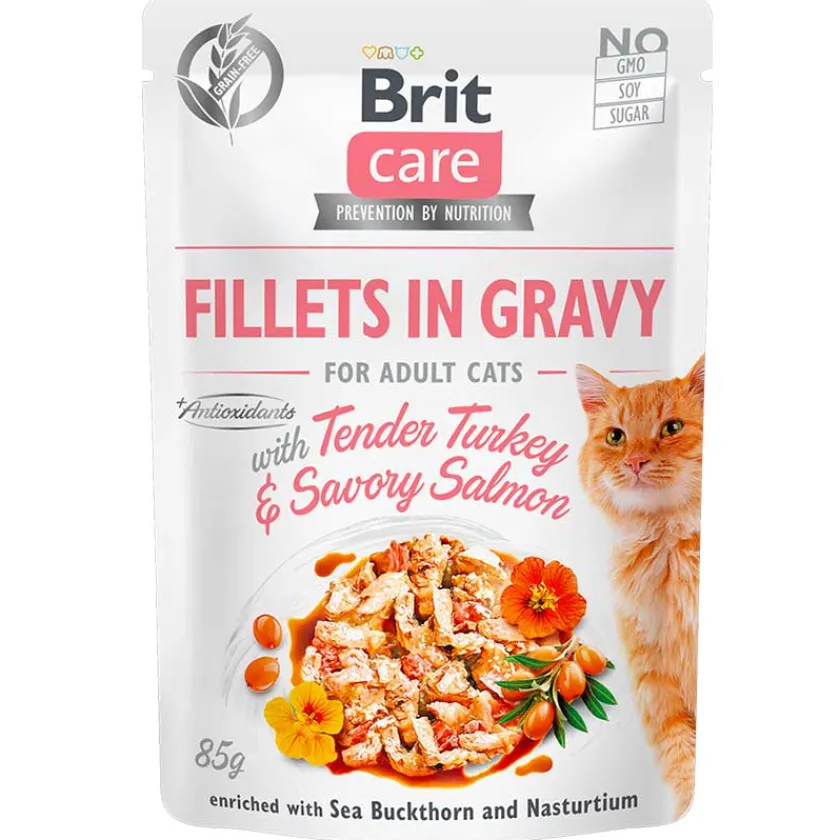 Brit Care Húmedos^Cat Pouch Sabor Pavo y Salmón 85gr