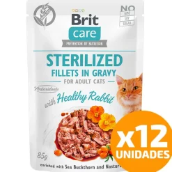 Brit Care Húmedos^Cat Pouch Sterilized Rabbit 85gr Pack 12 Unidades