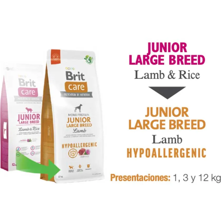 Brit Care Cachorros (0 A 12 Meses)^Dog Junior Large Lamb Hypoallergenic 3kg