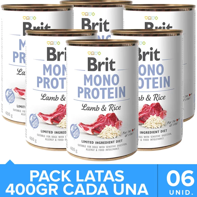 Brit Care Húmedos^Mono Protein Cordero y Arroz Pack 6 Unidades