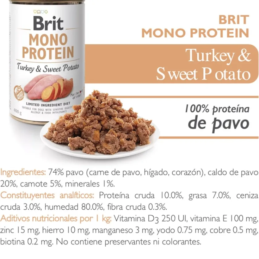 Brit Care Húmedos^Mono Protein Pavo y Papa Dulce 400gr