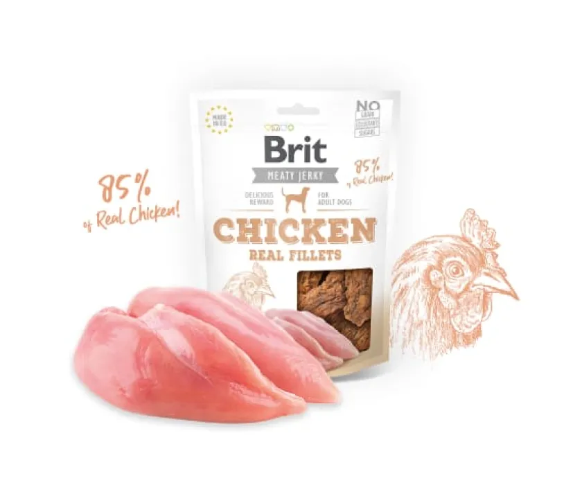 Brit Care Galletas Y Snacks | Naturales^Brit Meaty Jerky Chicken Snack Para Perros Sabor Filete de Pollo 80gr