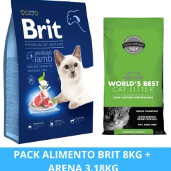 Brit Care Adultos (1 A 7 Años)^Brit Premium By Nature Cat Sterilized Lamb 8KG + Arena WBCL 3.18kg