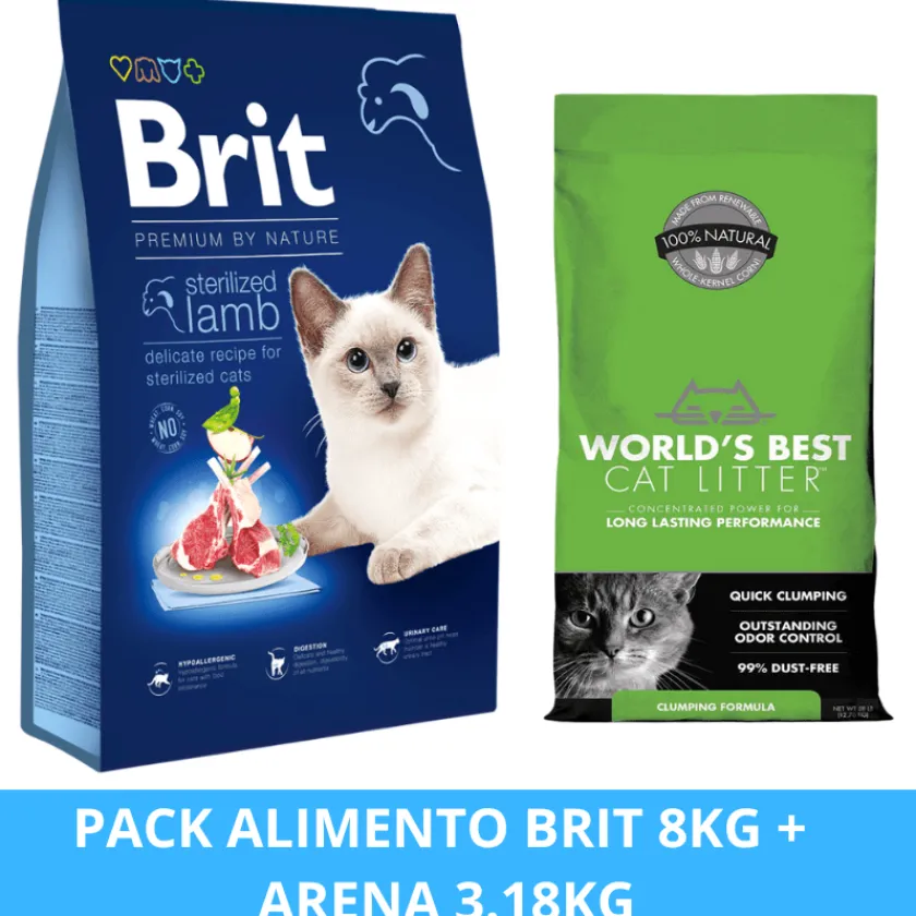 Brit Care Adultos (1 A 7 Años)^Brit Premium By Nature Cat Sterilized Lamb 8KG + Arena WBCL 3.18kg