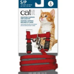 Cat it Arnes, Collares, Correas^Arnes Small con trailla para Gatos Color Rojo