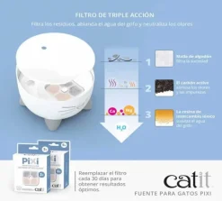 Cat it Comederos Y Fuentes De Agua^Fuente bebedera Pixi 2.5lts Blanca