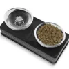 Cat it Comederos Y Fuentes De Agua^Plato de vidrio Base Negra para gatos
