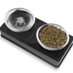 Cat it Comederos Y Fuentes De Agua^Plato de vidrio Base Negra para gatos