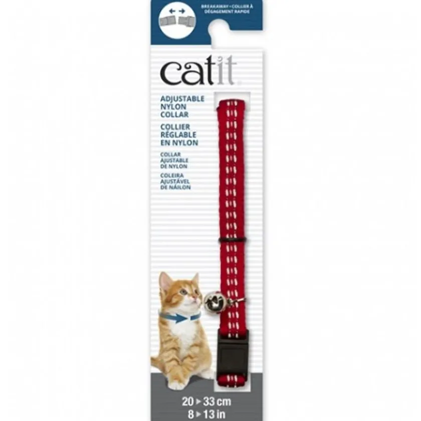 Cat it Arnes, Collares, Correas^Catit Collar Reflectante Ajustable Rojo para Gatos