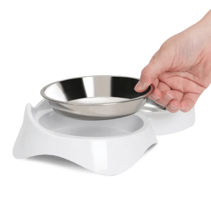 Cat it Comederos Y Fuentes De Agua | Adultos (1 A 7 Años)^Catit Pixi Comedero Doble Borde Bajo