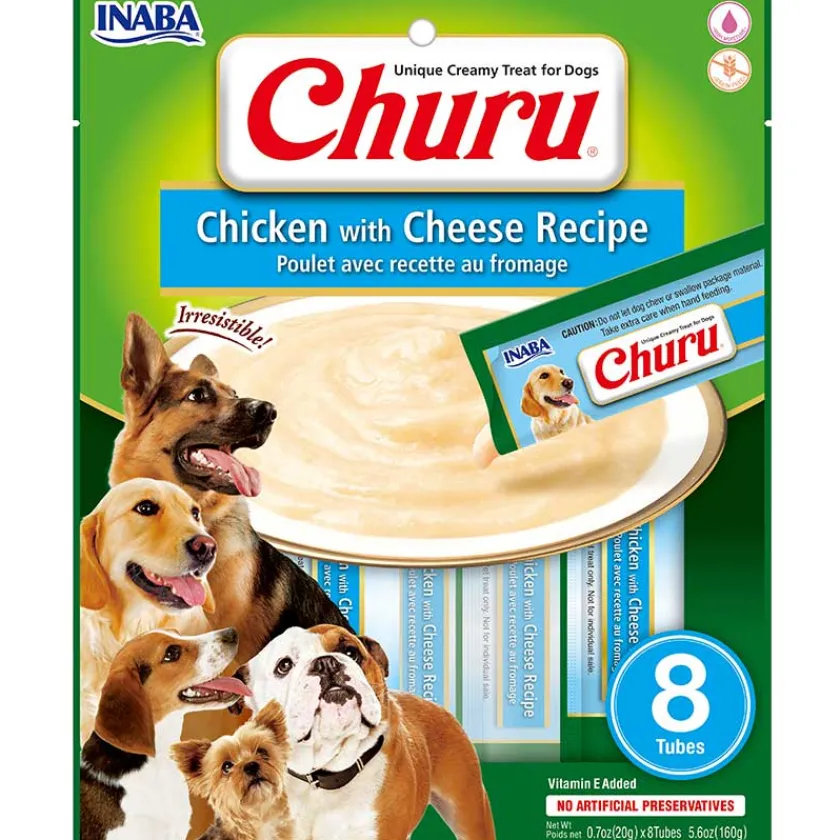 Inaba Húmedos^Churu para perros Sobre 8 Tubitos Sabor Pollo y Queso