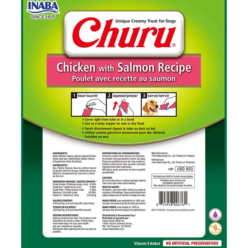 Inaba Húmedos^Churu para perros Sobre 8 Tubitos Sabor Pollo con Salmón