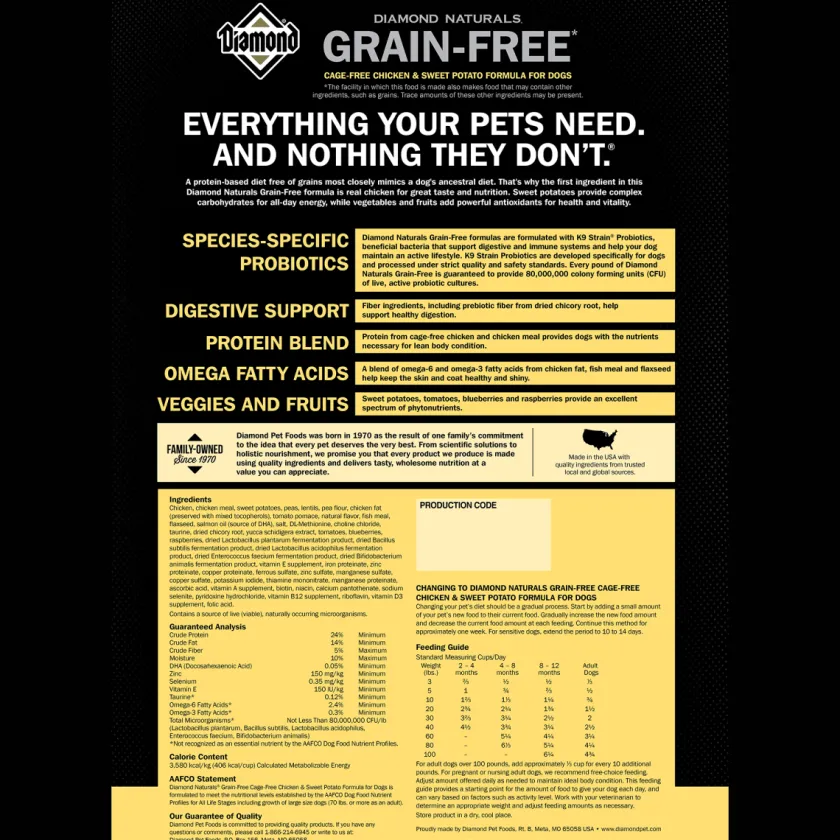 Diamond Naturals Senior (+7 Años)^Dog Chicken And Sweet Potato Grain Free 2.27 Kg