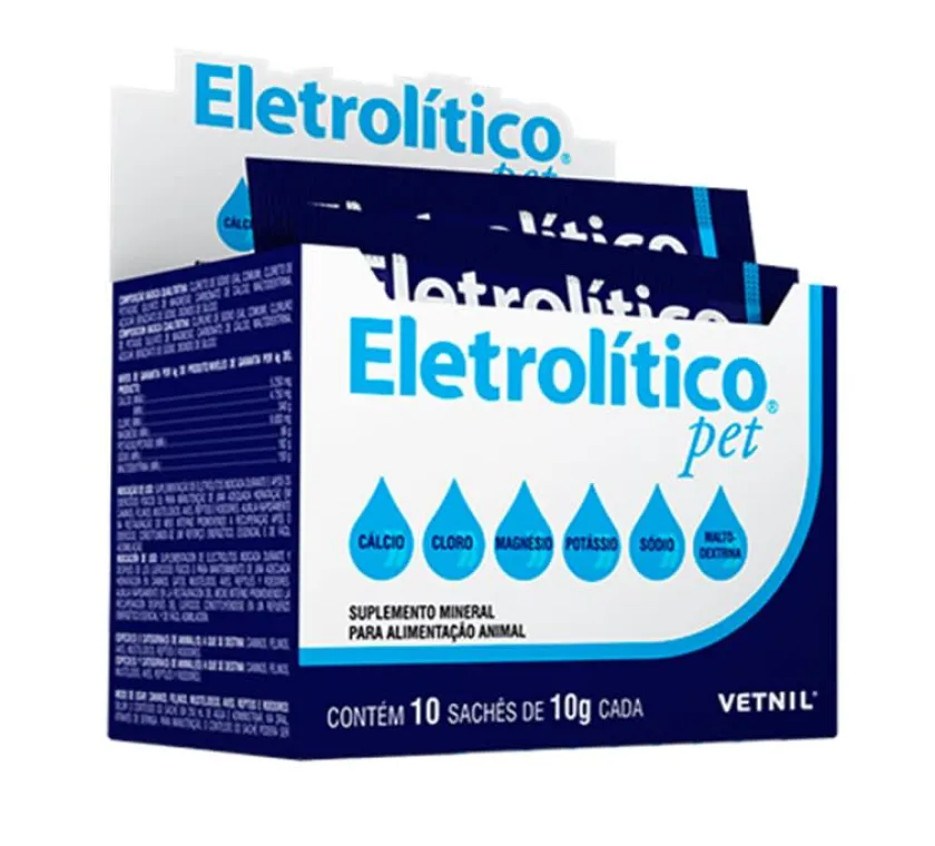Vetnil Vitaminas Y Suplementos^Electrolítico Pet Reponedor de electrólitos mascotas - 10 Sobres 10gr c/u