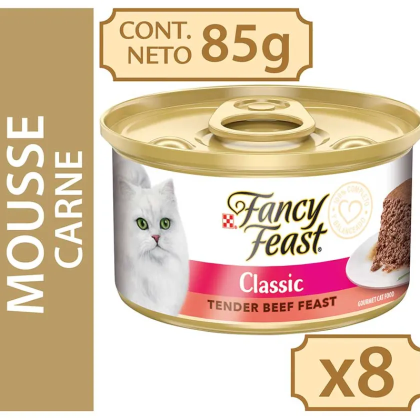Fancy Feast - Purina Húmedos^Fancy Feast Mousse Carne 85gr x 8 Unidades (Classic Tender Beef)