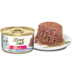 Fancy Feast - Purina Húmedos^Fancy Feast Mousse Pescado y Camarón 85gr x 8 Unidades (Classic Cod, Sole Shrimp)