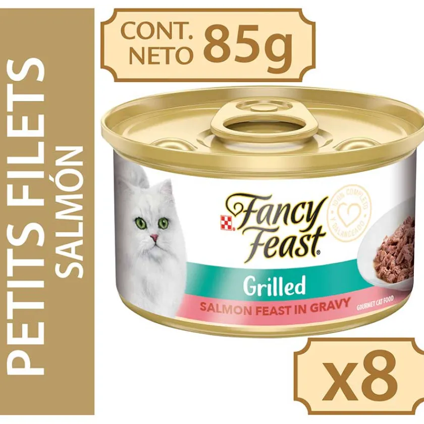 Fancy Feast - Purina Húmedos^Fancy Feast Petit Filetes de Salmón 85gr x 8 Unidades (Grilled Salmon Feast in Gravy)