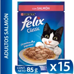 Felix - Purina Húmedos^Felix Adultos Salmón en Salsa 85gr Pack 15 Unidades