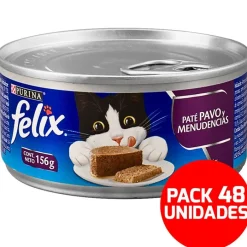 Felix - Purina Húmedos^Felix en Latas - Solo Paté Pavo y Menudencias - Pack 48 unidades