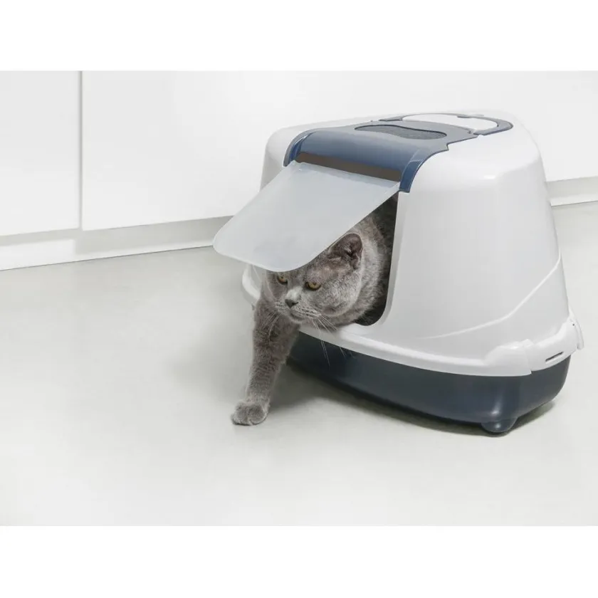Areneros | Baños Sanitarios (areneros)^Flip Corner Azul Baño sanitario para gatos