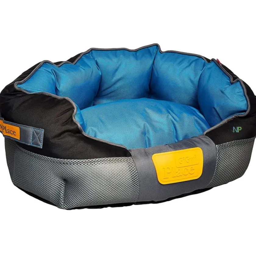 Gigwi Camas^Place Cama Cuadrada Gris con Azul Large