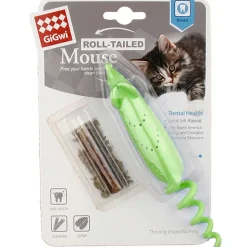 Gigwi Hierba Gatera | Juguetes^Raton con Catnip Para cuidado dental Verde