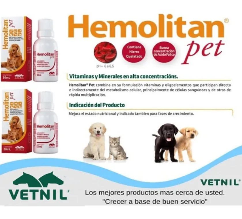 Vetnil Vitaminas Y Suplementos^Hemolitan Pet Suplemento Mineral Vitamínico 60ml