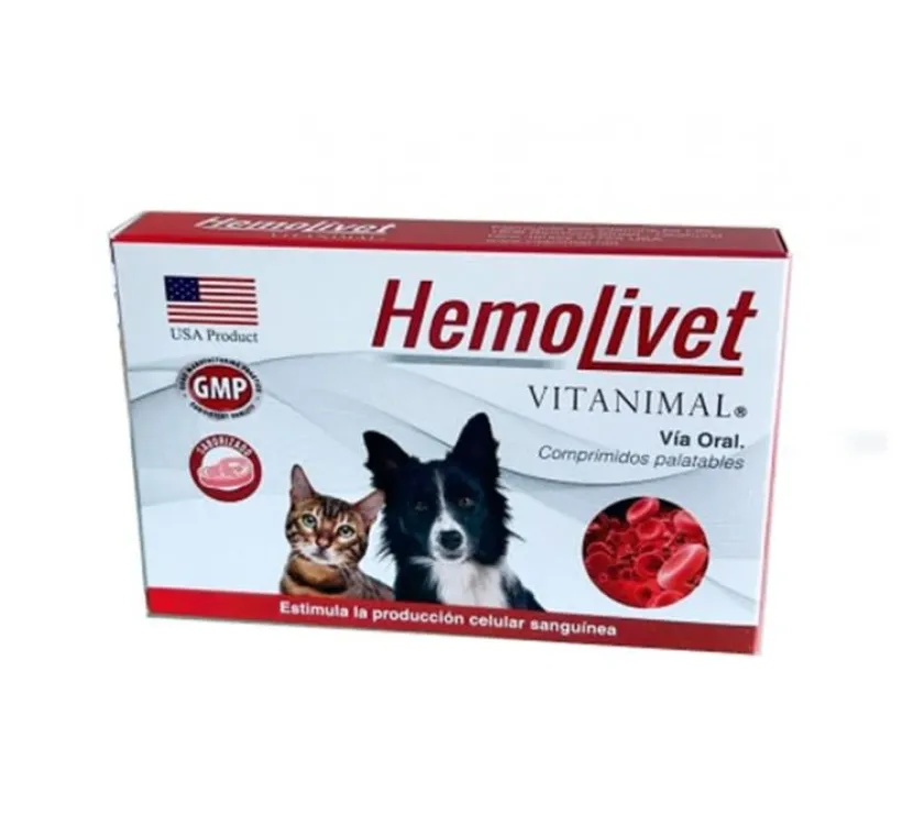 Vitanimal Vitaminas Y Suplementos^Hemolivet para perros y gatos - 30 comprimidos