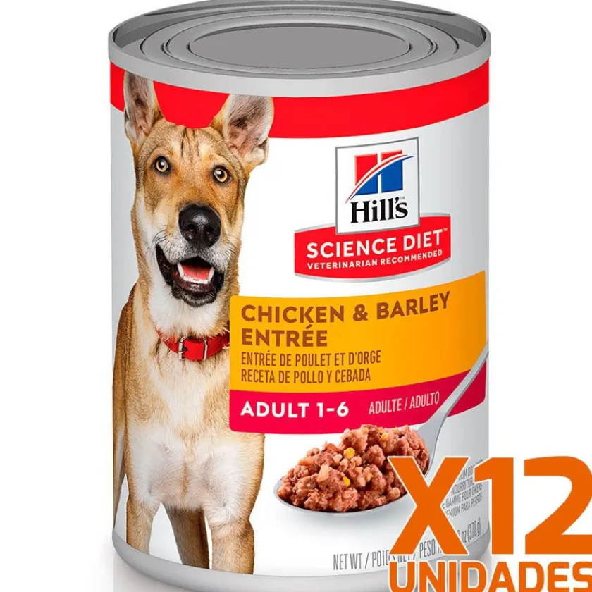 Hills Húmedos | Adultos (1 A 7 Años)^Dog Adulto Pollo y Cebada 370gr X 12 Unidades