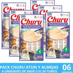 Inaba Húmedos^Ciao Churu Atún Con Almeja (56gr) PACK x 6 unidades