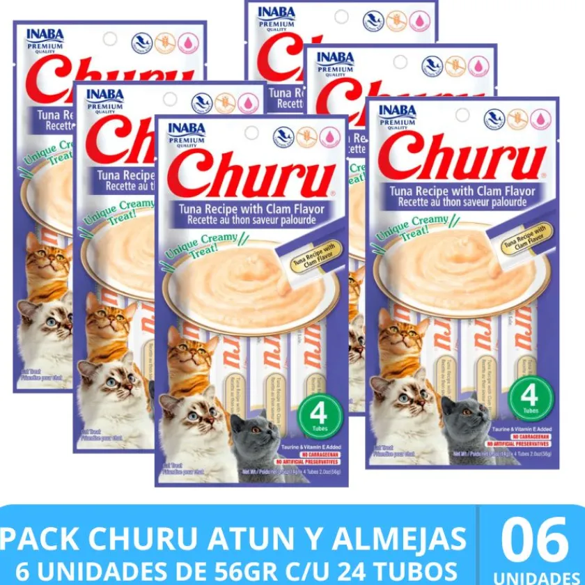 Inaba Húmedos^Ciao Churu Atún Con Almeja (56gr) PACK x 6 unidades