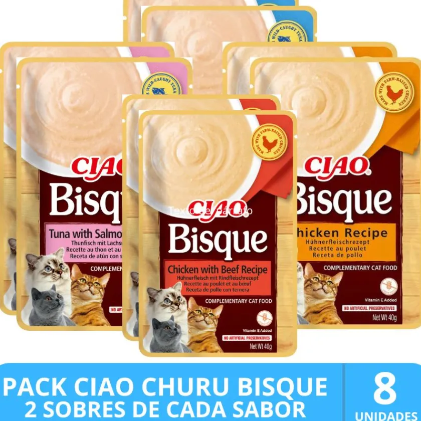 Inaba Galletas^Ciao Churu Cat Bisque Pack Degustacion 8 unidades