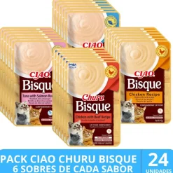 Inaba Húmedos^Ciao Churu Cat Bisque Pack Degustacion 24 unidades
