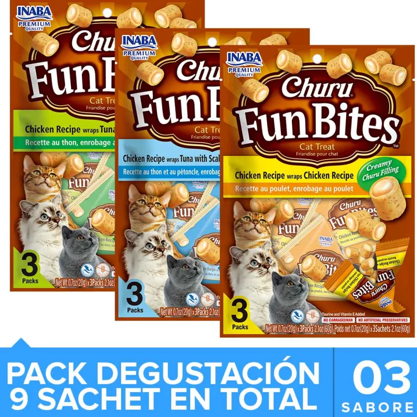 Inaba Galletas^Ciao Churu Fun Bites Mix Degustacion con 3 unidades (9 sachet)