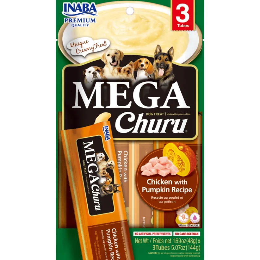 Inaba Húmedos | Senior (+7 Años)^Mega Churu Pollo/Zapallo Perros (3TBS) 144gr