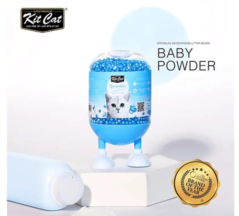 KIT CAT Arenas^Sprinkles Perlas Perfumadas para arena de gato Aroma Baby Powder 240gr