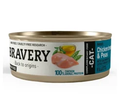 Bravery Adultos (1 A 7 Años)^Lata Alimento Húmedo Para Gato Adulto Pechuga de pollo y Arvejas 70gr x12 Un