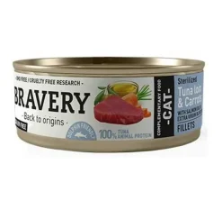 Bravery Húmedos^Lata Alimento Húmedo Natural para Gato Adulto Esterilizado Receta Atún y Zanahoria 70 g