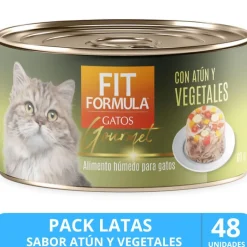 Fit Formula Húmedos^Lata Gato Gourmet Sabor Atún y Vegetales 80gr PACK 48 unidades