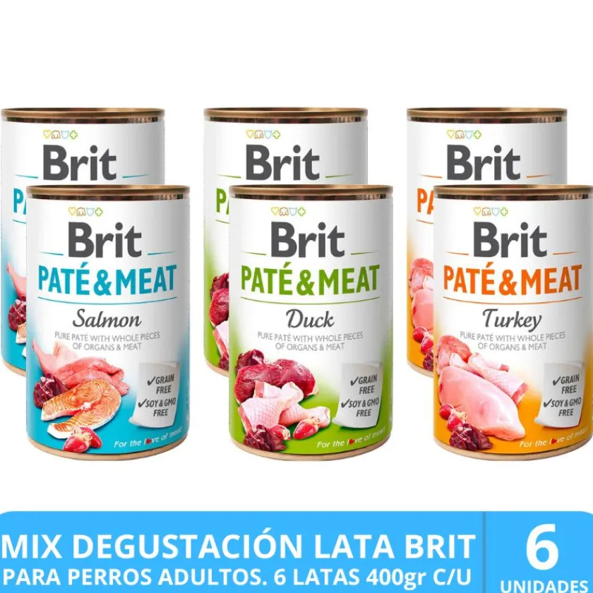 Brit Care Húmedos | Naturales^Latas Mix Degustación para Perros Adultos 400gr x 6 Unidades